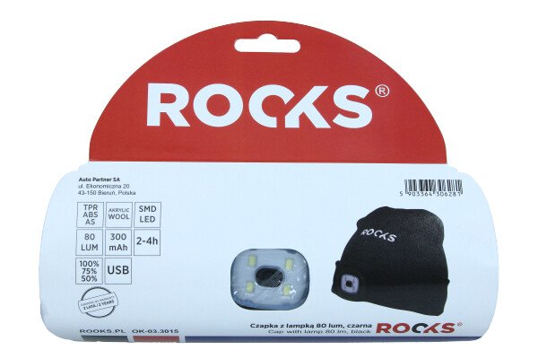 ROOKS kepurė su žibintuvėliu, 80 lm, juoda – nuotrauka 2