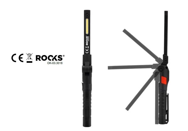 ROOKS sulankstomas COB SUPER SLIM 3in1 tušinuko formos žibintuvėlis, 100 lm