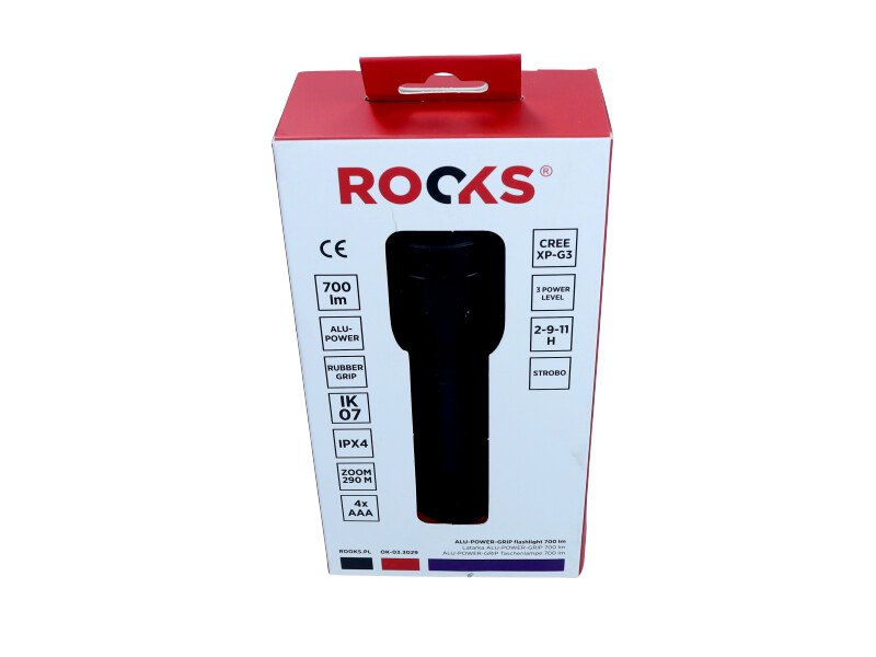 ROOKS ALU-POWER-GRIP žibintuvėlis, 700 lm, ZOOM, 4xAAA – nuotrauka 4