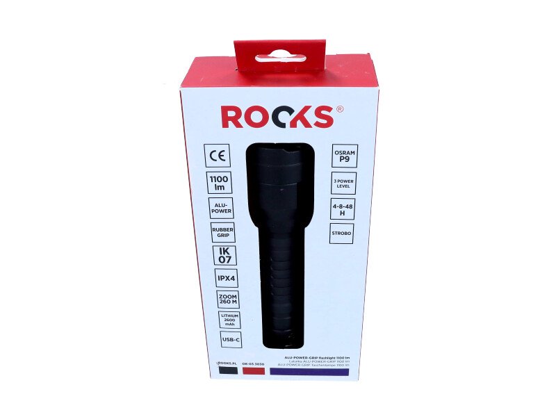 ROOKS ALU-POWER-GRIP žibintuvėlis, 1100 lm, ZOOM, ličio 2600 mAh – nuotrauka 4