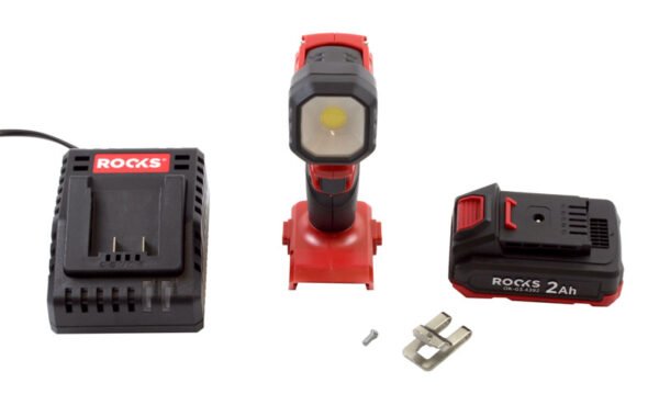 ROOKS 20 V AQ-ONE LED darbo lempa, 1000 lm, komplektas su akumuliatoriumi 2 Ah